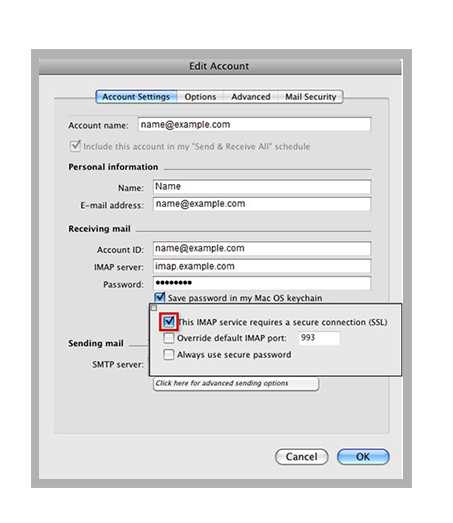 set up an imap email account using a mac for charter.net